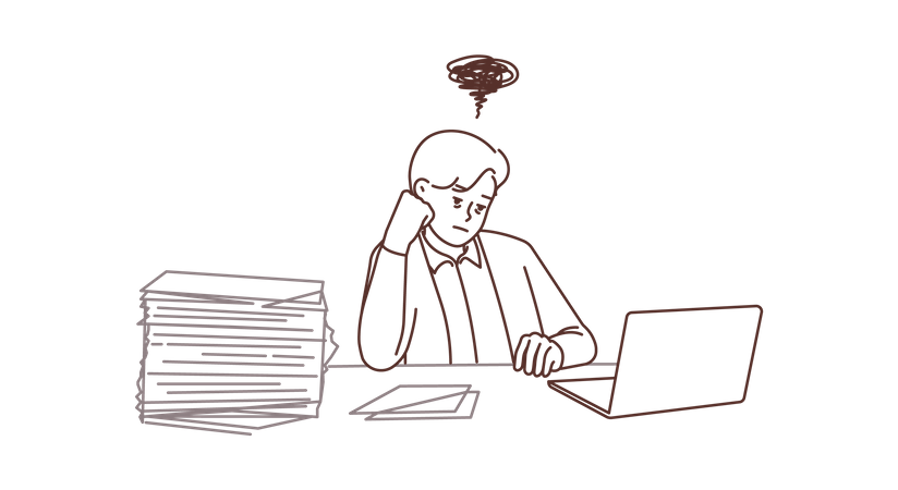 Businessman having workload  Illustration