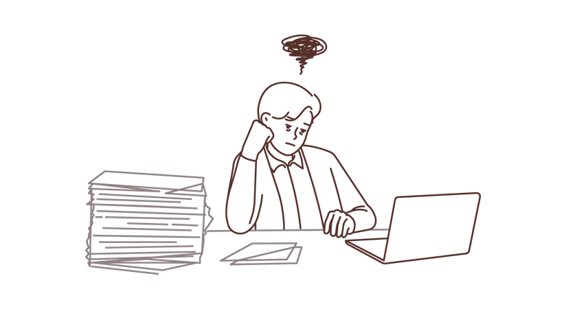 Businessman having workload  Illustration