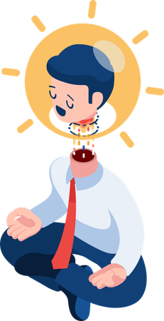 Businessman Head Got Idea and Launch from Body  Illustration