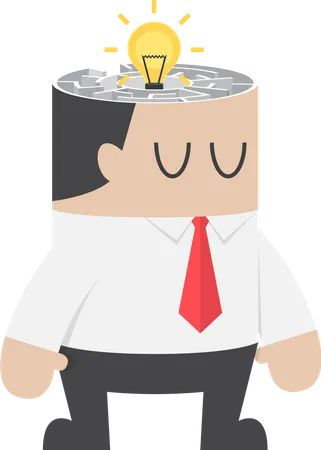 Businessman head with idea hiding inside the maze or labyrinth  イラスト