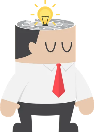 Businessman head with idea hiding inside the maze or labyrinth  Illustration