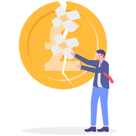 Businessman healing broken money  Illustration