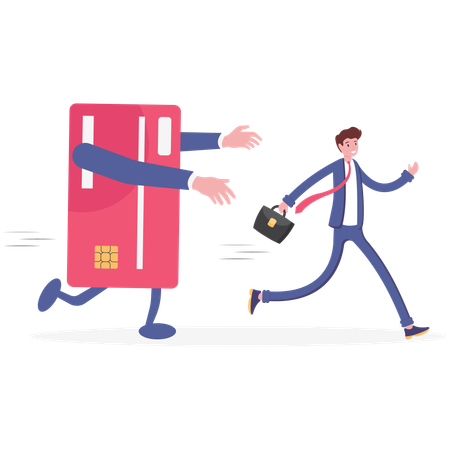 Businessman heavy debtor loan credit card  Illustration