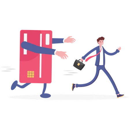 Businessman heavy debtor loan credit card  Illustration