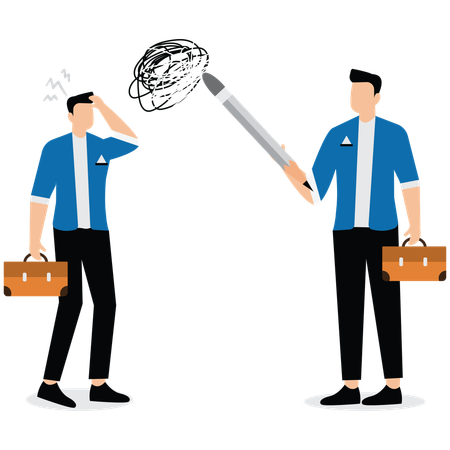 Businessman help each other to solve confusion  Illustration