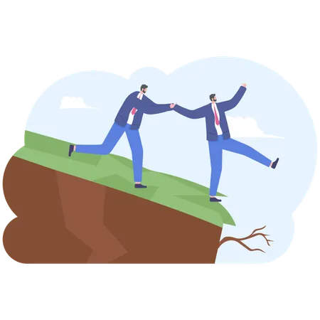 Businessman Help Friends On The Cliff Illustration