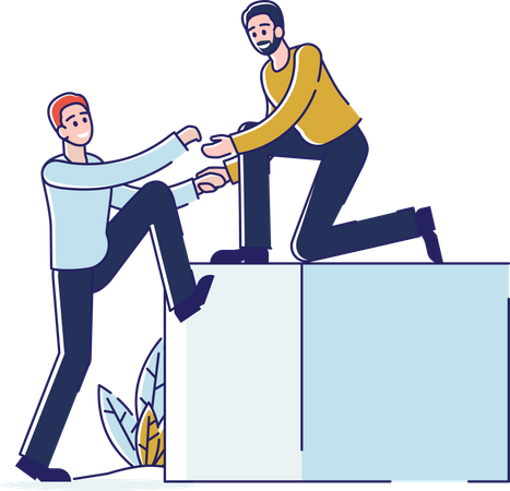 Businessman help teammate to overcome problems Illustration