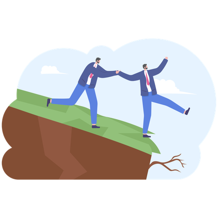 Businessman help teammate to overcome problems  Illustration