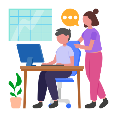 Businessman Helping Employee  Illustration