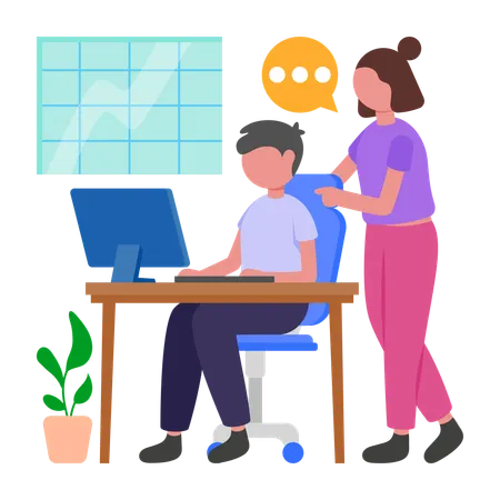 Businessman Helping Employee  Illustration