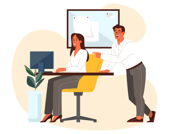 Businessman helping female employee  Illustration