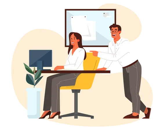 Businessman helping female employee  Illustration