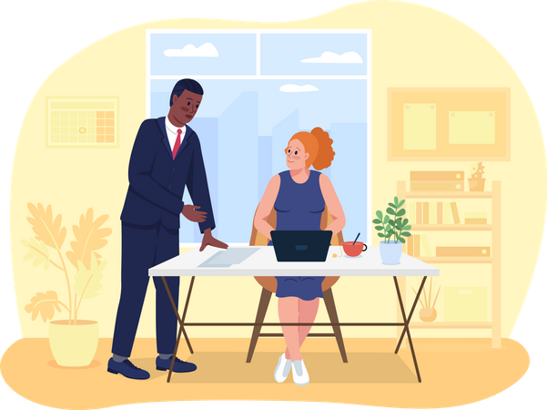 Businessman helping female employee  Illustration