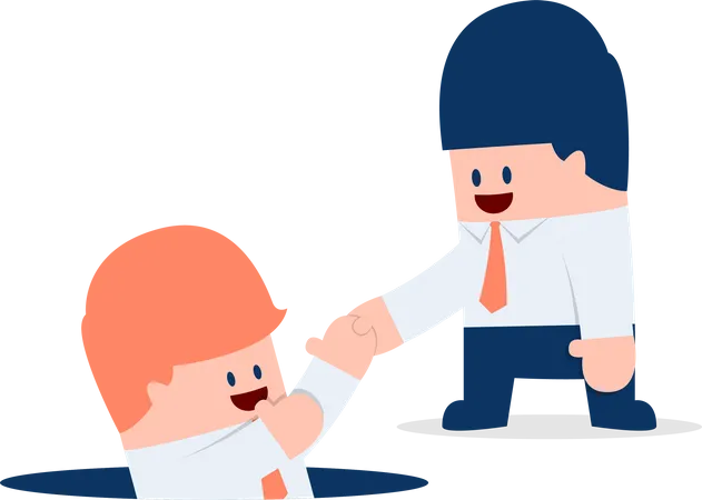 Businessman helping his friend by take him out from the hole  Illustration