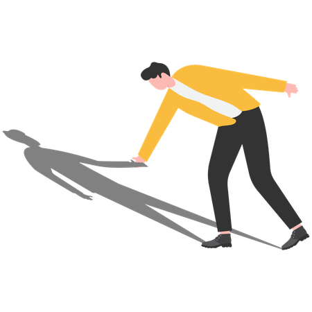 Businessman helping his own shadow to stand up  Illustration