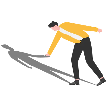 Businessman helping his own shadow to stand up  Illustration