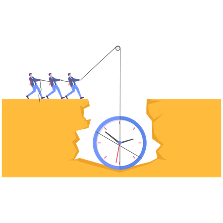 Businessman helping time from Pit  Illustration
