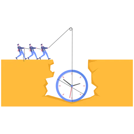 Businessman helping time from Pit  Illustration