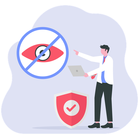 Businessman hides sensitive data from employee  Illustration