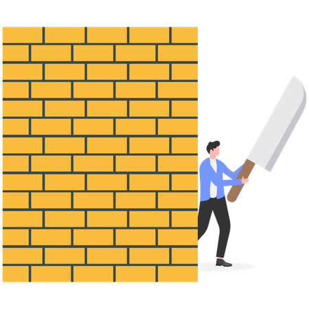 Businessman hiding behind wall  Illustration