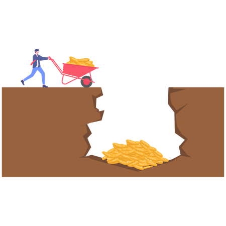 Businessman hiding money underground  Illustration