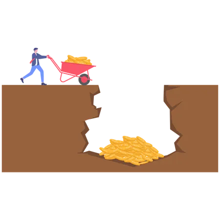 Businessman hiding money underground  Illustration