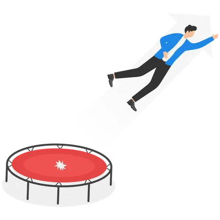 Businessman High Jump With Springboard Concept Business Vector Illustration Illustration