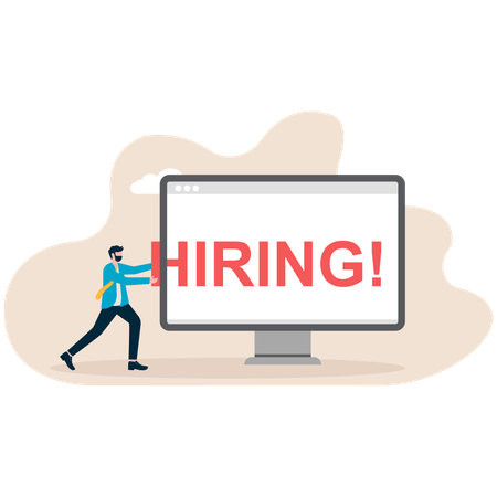 Businessman hiring employee online  Illustration