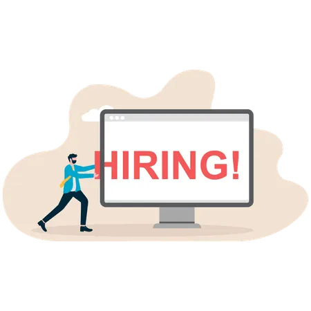 Businessman hiring employee online  Illustration