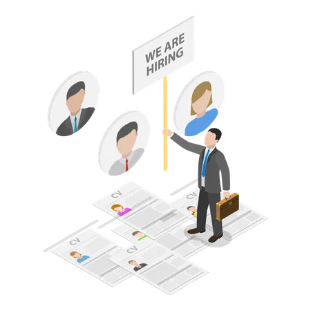 Businessman hiring new employees  Illustration