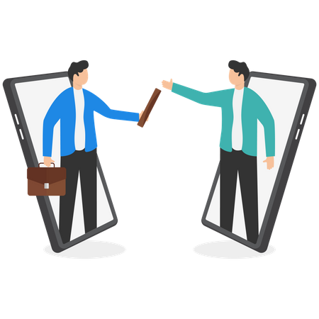 Businessman hiring outsourcing worker to perform task  Illustration