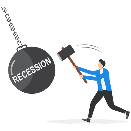 Businessman hit back the recession  Illustration