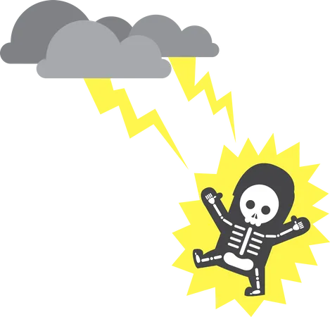 Businessman hit by lightning strike  Illustration