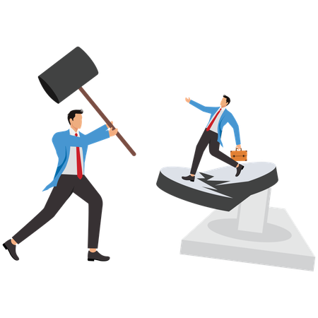 Businessman hits competitor  Illustration