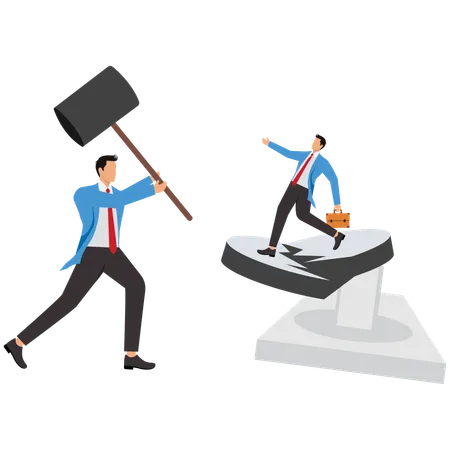 Businessman hits competitor  Illustration