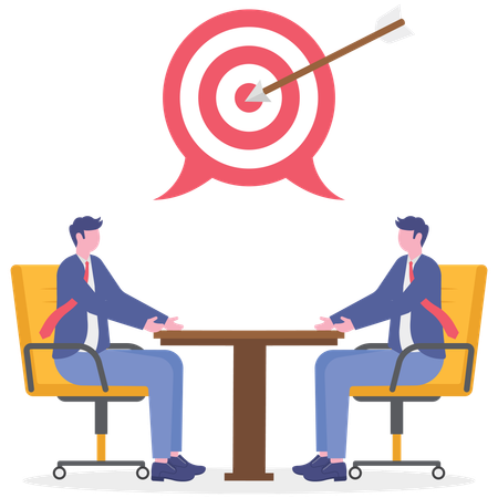 Businessman hits target aims  Illustration