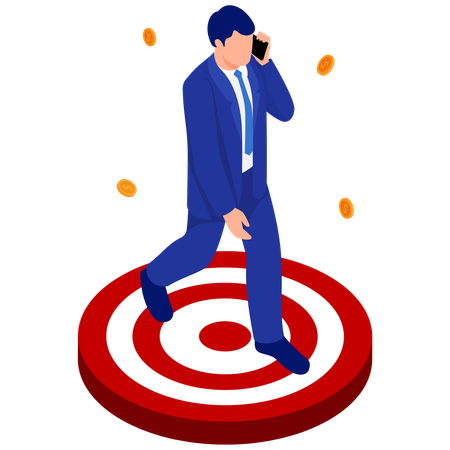 Businessman hitting business goal  Illustration