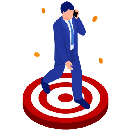 Businessman hitting business goal  Illustration