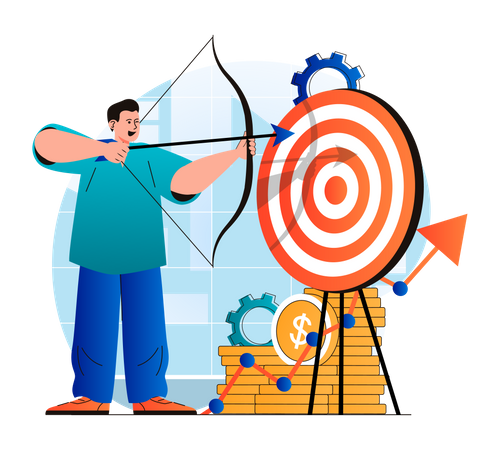 Businessman hitting business target  Illustration