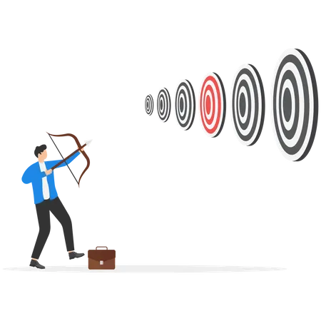 Businessman hitting multiple targets  Illustration