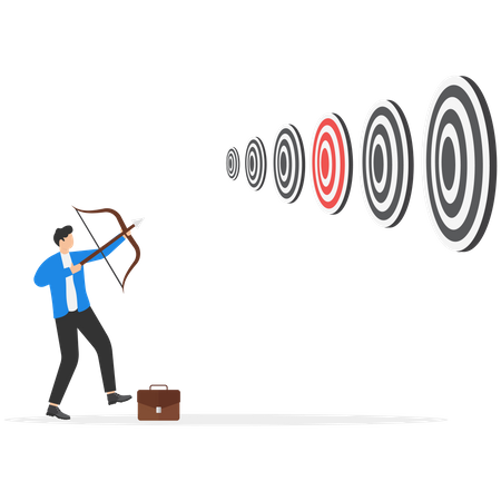 Businessman hitting multiple targets  Illustration