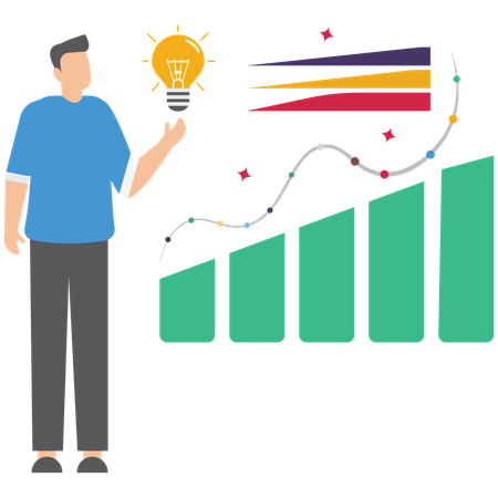 Businessman hold glowing lightbulb with data pattern symbolizing business intelligence for decision making  Illustration