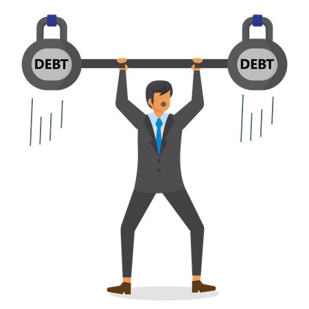 Businessman hold heavy debt  Illustration