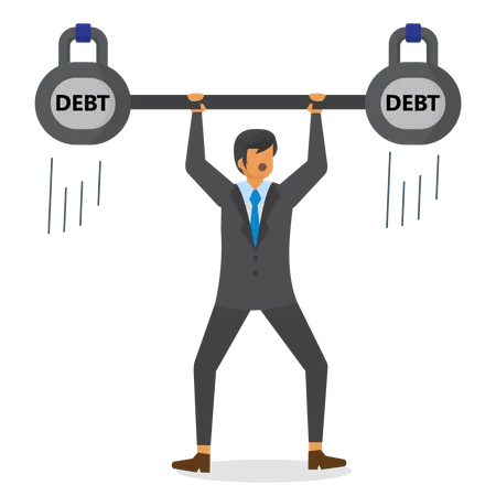 Businessman hold heavy debt  Illustration