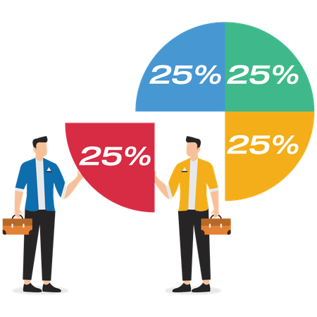 Businessman hold share of company's assets  Illustration