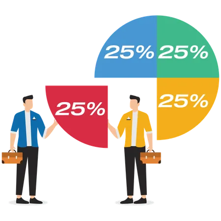 Businessman hold share of company's assets  Illustration