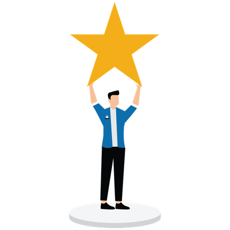 Businessman showing Big success or achievement  Illustration