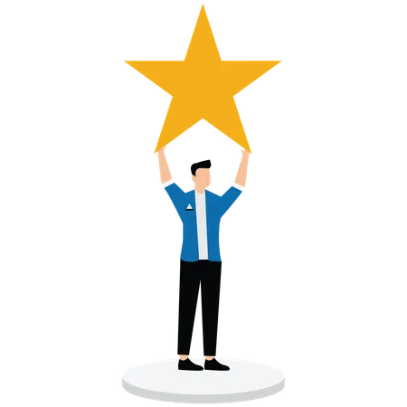 Businessman showing Big success or achievement  Illustration