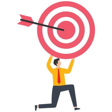 Businessman holding a big target  Illustration