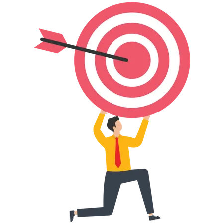 Businessman holding a big target  Illustration